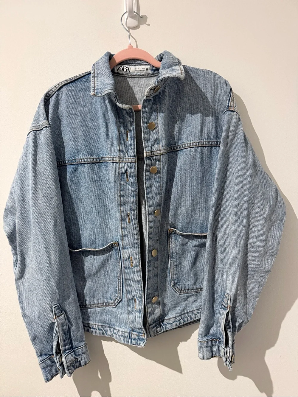 Zara Light Wash Blue Denim Shirt Jacket Oversized Fit - Picture 2 of 5
